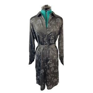 Dip Long Sleeve Black & White Button Down Dress (M)